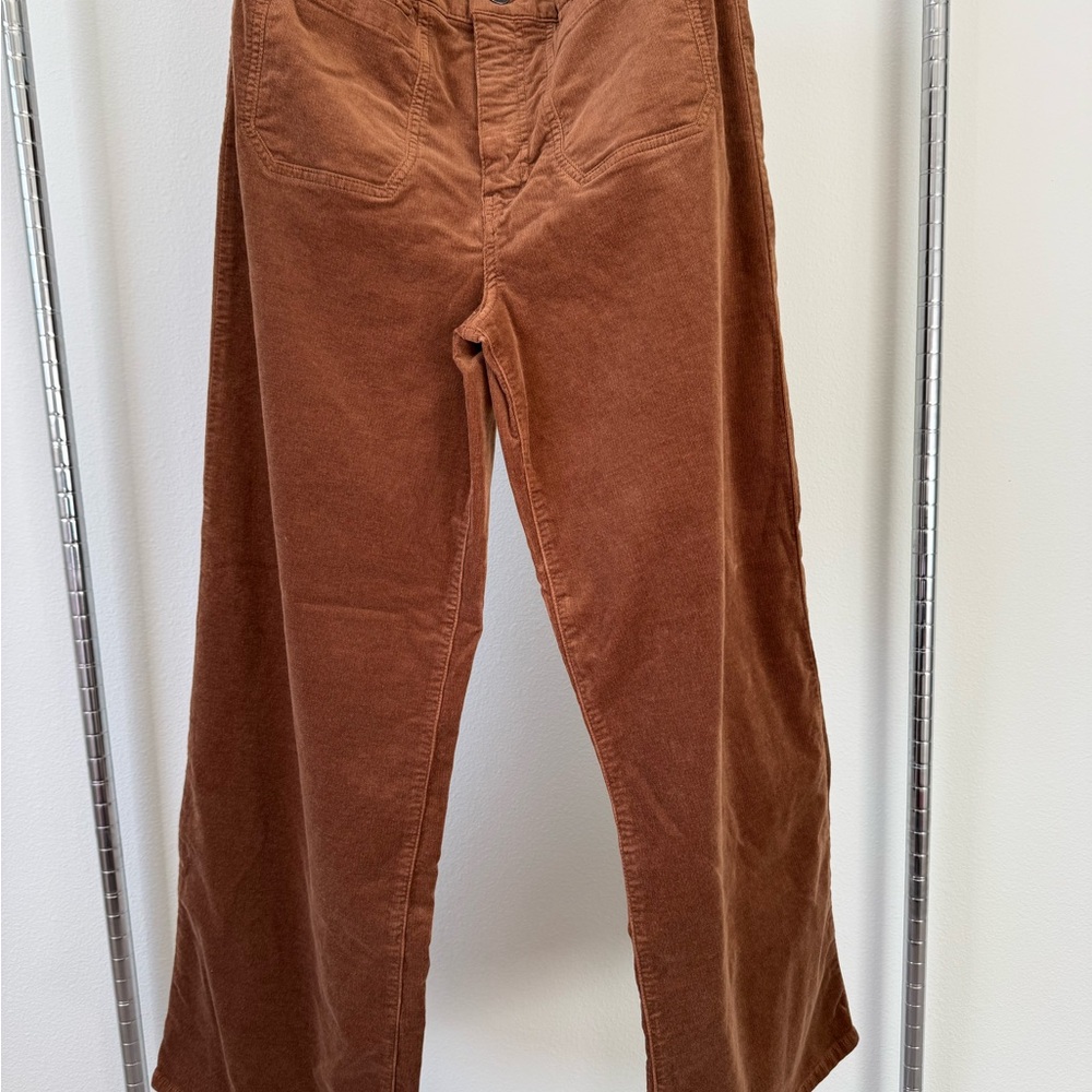 FRAME Le Slim Palazzo Patch Pocket High Waist Wide Leg Corduroy Jeans - Picture 6 of 9